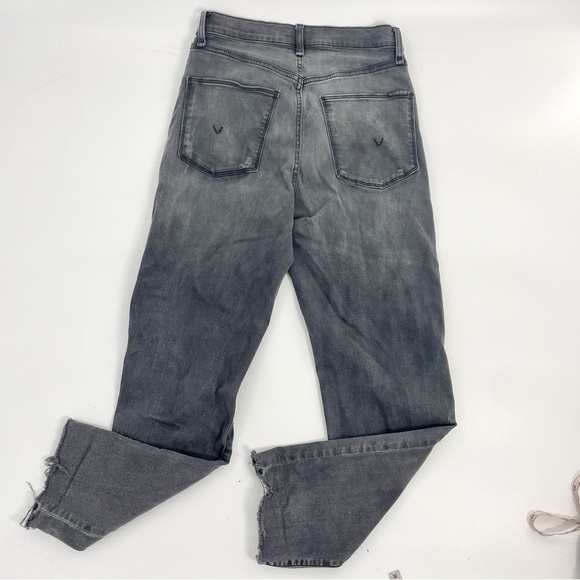 HUDSON Kass High Rise & Straight Fit Jeans Raw Hem Faded Black‎ Distressed 25 - Picture 11 of 15